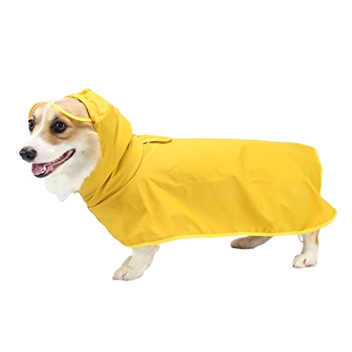 RARIDA Pet Dog Raincoat Hund Regenmantel PU. Hooded Pet Poncho Bauchschutz und dreckige wasserdichte Hundekleidung mit Kapuze Regenmantel, um den Regen herauszuhalten (Color : GELB, Size : XL) von RARIDA