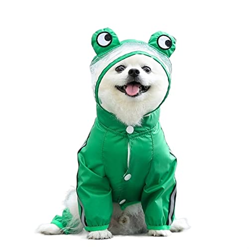 RARIDA Pet Dog Raincoat Hunderegenmantel Wasserdichte Haustierkleidung for kleine große Hunde Reflektierender Regenmantel Outdoor Wasserdichter Overall Heimtierbedarf (Color : Green, Size : M) von RARIDA