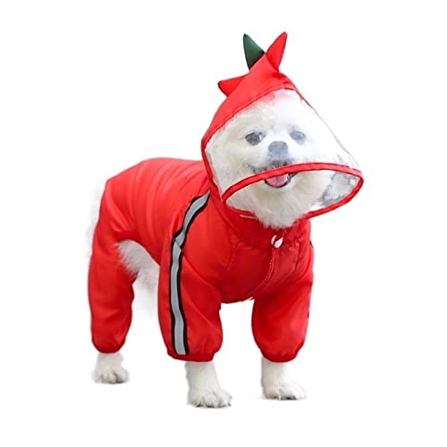 RARIDA Pet Dog Raincoat Hunderegenmantel Wasserdichte Haustierkleidung for kleine große Hunde Reflektierender Regenmantel Outdoor Wasserdichter Overall Heimtierbedarf (Color : Rot, Size : XL) von RARIDA