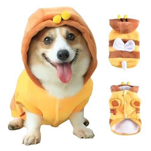 RASOLI Hund Winter Kapuzenpullover | Cartoon-Bienen-Design Winter-Hundekleidung | Winddichtes Hunde-Wintermantel-Outfit für mittelgroße und große Hunde von RASOLI