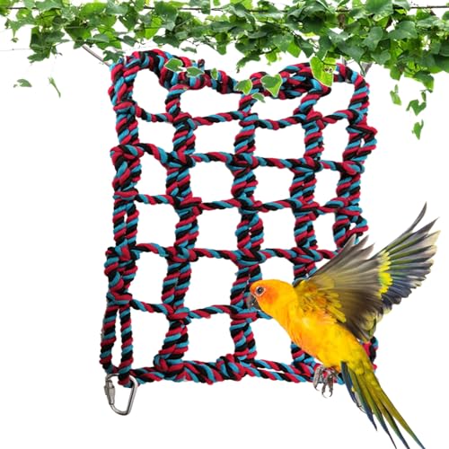 Sittichleiternetz, Papageienschaukelnetz,Entspannendes Seilspielzeug mit ruhenden Vögeln - Vogelkletterspielzeug mit 4 Metallhaken für Frettchen, Igel, Hamster, Sittiche, Eichhörnchen Rasoli von RASOLI