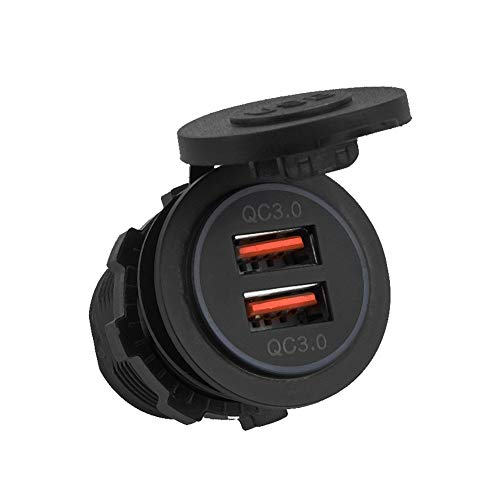 Dual QC3.0 USB-Ladebuchse, Aluminium, Wasserdicht, Dual-USB-Autoladegerät, Netzteil für Marine, Boot, Motorrad, LKW, Auto von RASTKY