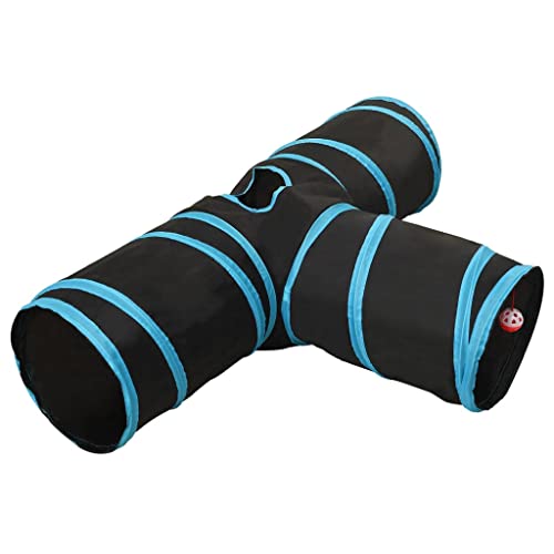 Outdoor Spielgeräte Katzentunnel 3-fach schwarz und blau 90cm Polyester Spielzeug & Spiele von RAUGAJ