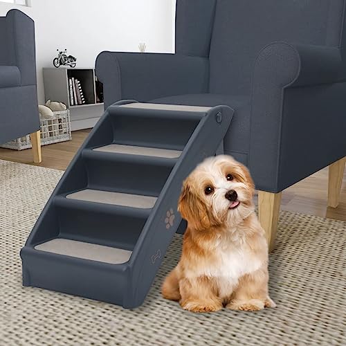 Pet Steps & Ramps Faltbare 4-stufige Hundetreppe dunkelgrau Tiere & Haustierbedarf von RAUGAJ