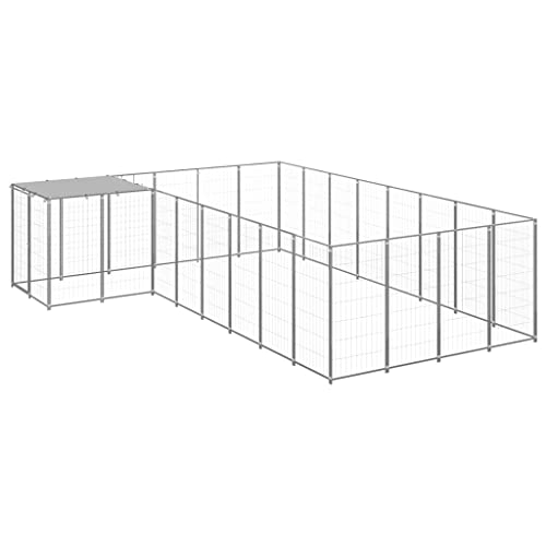 Pet Supplies-Dog Kennel Silver 10,89 m² Stahl-Tiere & Haustierbedarf von RAUGAJ