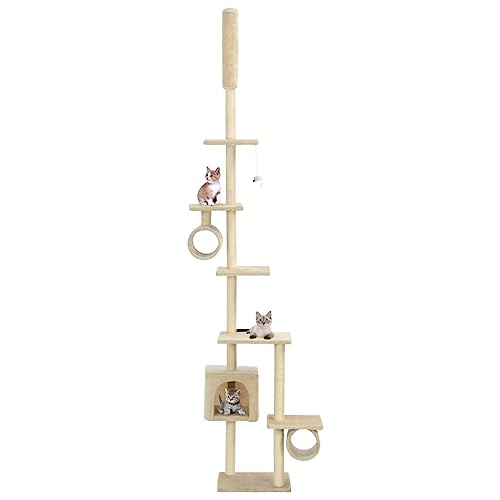 Pet Supplies Kratzbaum mit Sisal-Kratzstämmen, 260 cm, Beige von RAUGAJ