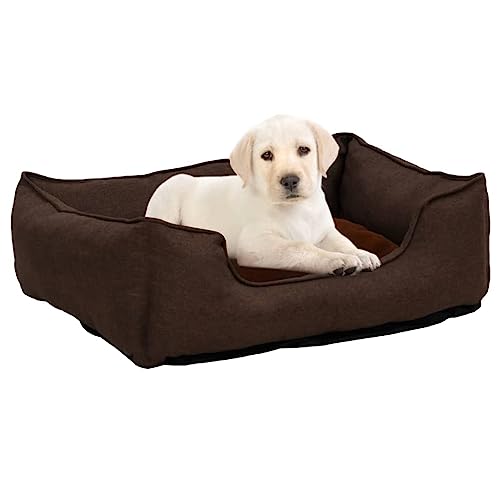 RAUGAJ Hundebett braun 65x50x20 cm Leinenoptik Fleece Artikelfarbe braun von RAUGAJ