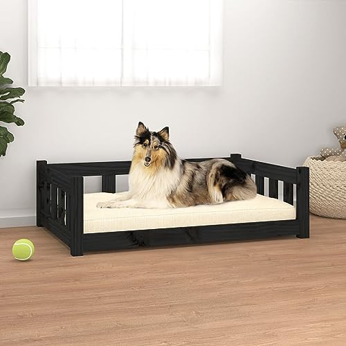 RAUGAJ Hundebett schwarz 95,5x65,5x28cm Massivholz Kiefer Artikelfarbe schwarz von RAUGAJ