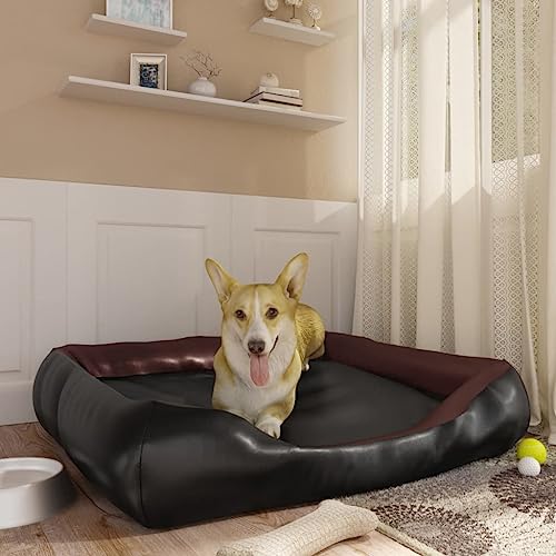 RAUGAJ Pet Supplies-Hundebett Schwarz und Braun 105 x 80 x 25 cm Kunstleder Tiere & Haustierbedarf von RAUGAJ