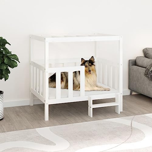 RAUGAJ Wohnmöbel Hundebett weiß 105,5x83,5x100cm Größe Massivholz Kiefer von RAUGAJ