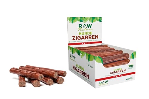 RAW Nature Hunde-Zigarre Ente PUR 60-Stück - 100% natürliches Hundesnack - Monoprotein - hypoallergen & getreidefrei - luftgetrocknetes Entenfleisch - Dörrfleisch - hochwertiges Muskelfleisch von RAW Nature