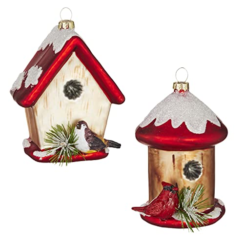 RAZ Imports 2021 Yuletide Birds Vogelhaus-Ornament, 12,1 cm, 2 Stück von RAZ Imports