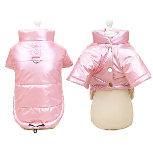 RC GearPro 2-Bein Wasserdicht Hundewinterjacke Gepolstert Welpenmantel mit Leinenankern - Fleece-Futter Extra Warm Tierweste Teddy Chihuahua Kostüme Pudel Stoff für Welpe Kleiner Hund (Rosa, L) von RC GearPro