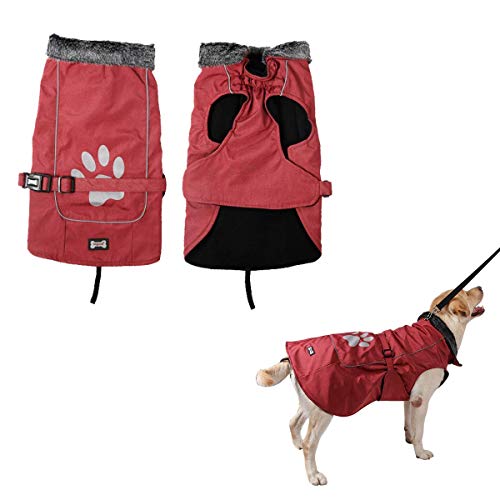 RC GearPro Kaltwetterweste Winter Warme Hundebekleidung mit Reflexstreifen für kleine, mittelgroße Hunde (M, red) von RC GearPro