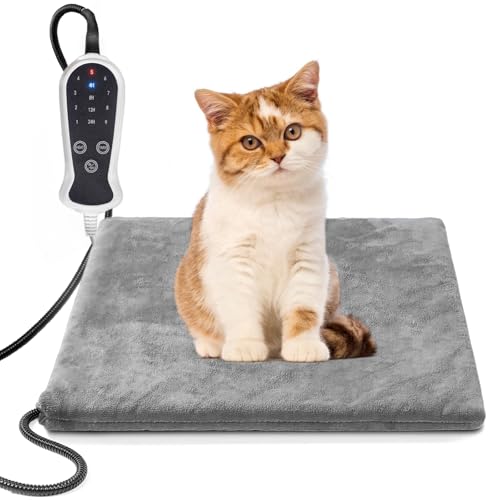 RC SLL Pet Heating Pad 18×18in,Upgraded Adjustable Dog Heated Bed Cat Heating Mat Indoor, Electric Heating Pad for Dogs and Cats with Chew Resistant Steel Cord,Bonus One Blue Plush Cover… von RC SLL