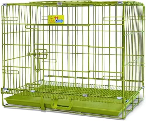 RCJCQSR Katzenkäfig für den Innenbereich, tragbar, Metall, mit herausnehmbarem Tablett, ideal für Kätzchen, Welpen, Kaninchen, Chinchillas (Größe: L (75 x 48 x 57,5 cm), Farbe: Grün) von RCJCQSR