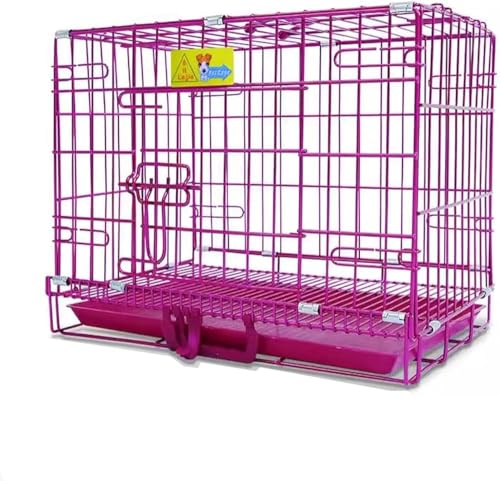 RCJCQSR Katzenkäfig für den Innenbereich, tragbar, Metall, mit herausnehmbarem Tablett, ideal für Kätzchen, Welpen, Kaninchen, Chinchillas (Größe: L (75 x 48 x 57,5 cm), Farbe: Rosarot) von RCJCQSR