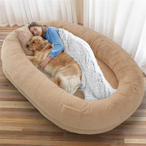 RCJCQSR Riesiges Hundebett mit waschbarem Kunstfell, 182,9 x 121,9 x 30,5 cm, mit Aufbewahrungstasche, weiche Decke, großes Hunde-Sitzsack-Bett für Familien von RCJCQSR