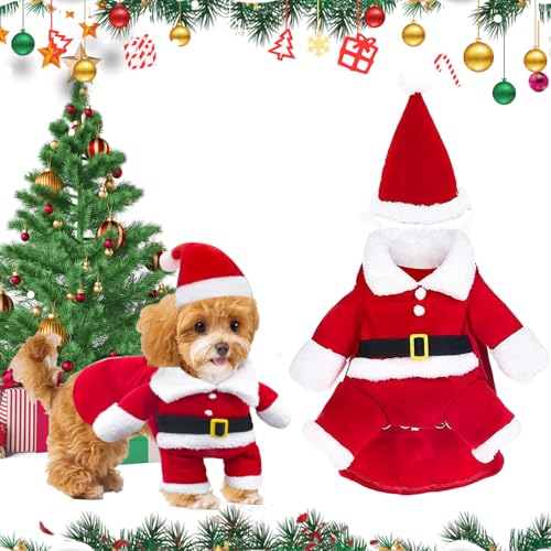 Hundekostüm Weihnachten, Katze Hund Weihnachtskostüm, Haustier Weihnachtskostüm mit Mütze Weihnachtsmann, Für Neujahr Christmas Party Haustierpartys Bekleidung Anzüge von RCYHCY