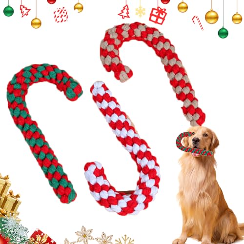 RCYHCY 3 Stück Hundespielzeug Zuckerstange, Weihnachts Zuckerstangen Seil, Hundespielzeug Weihnachts Seil, Weihnachten Hundespielzeug, Interaktives Hunde Spielseil für Zahnreinigung von RCYHCY