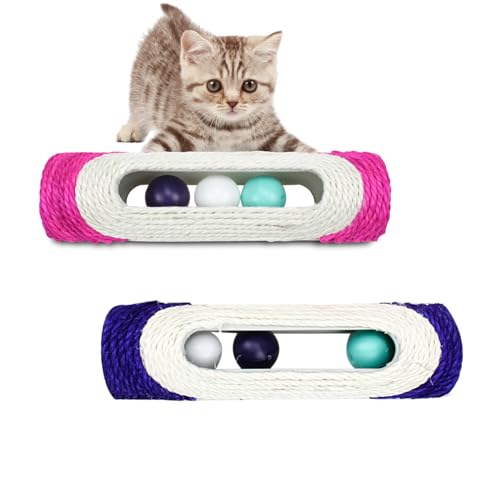 RDWESZOD Katzenspielzeug, Sisal, Kratzbrett mit 3 Bällen, 2 Stück, zufällige Farbe von RDWESZOD