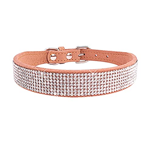 Hundehalsband, Kristall, Glitzer, Strass, Haustierhalsband, Zinklegierung, Schnallenhalsband für kleine, mittelgroße Hunde, Katzen, Chihuahua, Mops, Hundehalsband (braun) von REACHYEA