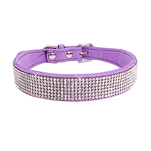 Hundehalsband, Kristall, Glitzer, Strass, Haustierhalsband, Zinklegierung, Schnallenhalsband für kleine, mittelgroße Hunde, Katzen, Chihuahua, Mops, Hundehalsband (lila) von REACHYEA