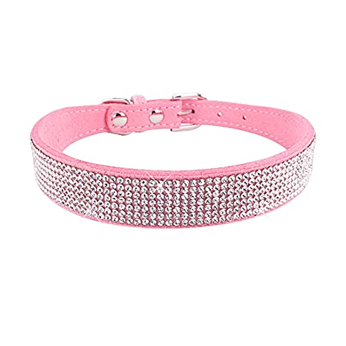 Hundehalsband, Kristall, Glitzer, Strass, Haustierhalsband, Zinklegierung, Schnallenhalsband für kleine, mittelgroße Hunde, Katzen, Chihuahua, Mops, Hundehalsband (rosa) von REACHYEA