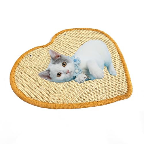 Ready To Pets Katzen-Kratzmatte Herzform, Sisal-Teppich, mit Klettbändern für Boden und Wand (Herzform) von Ready To Pets