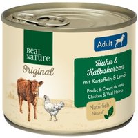 REAL NATURE Adult Kalbsherzen & Huhn 6x200 g von REAL NATURE