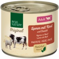 REAL NATURE Original Nassfutter Katze, Adult, Lamm mit Rind und Distelöl 6x200 g von REAL NATURE