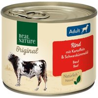 REAL NATURE Original Nassfutter für Hunde Adult Rind mit Kartoffel 6x200 g von REAL NATURE