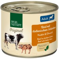 REAL NATURE Original Nassfutter für Hunde Adult Rind mit italienischem Schinken 6x200 g von REAL NATURE