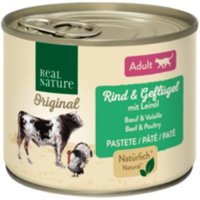 REAL NATURE Original Nassfutter Katze, Adult, Rind & Geflügel mit Leinöl 6x200 g von REAL NATURE