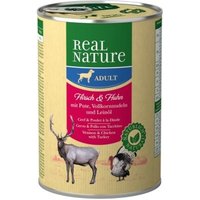 REAL NATURE Original Nassfutter für Hunde Adult Hirsch & Huhn 6x400 g von REAL NATURE