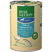 REAL NATURE Original Nassfutter für Hunde Adult Huhn & Nordmeerhering 6x400 g von REAL NATURE