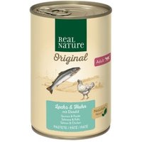 REAL NATURE Original Nassfutter Katze, Adult, Lachs & Huhn mit Distelöl 6x400 g von REAL NATURE