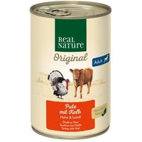 REAL NATURE Original Nassfutter für Hunde Adult Pute mit Kalb 6x400 g von REAL NATURE