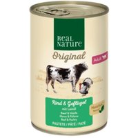 REAL NATURE Original Nassfutter Katze, Adult, Rind & Geflügel mit Leinöl 6x400 g von REAL NATURE