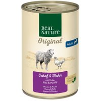 REAL NATURE Original Nassfutter für Hunde Adult Schaf & Huhn 6x400 g von REAL NATURE