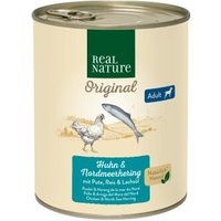 REAL NATURE Original Nassfutter für Hunde Adult Huhn & Nordmeerhering 6x800 g von REAL NATURE