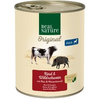 REAL NATURE Original Nassfutter für Hunde Adult Rind & Wildschwein 6x800 g von REAL NATURE