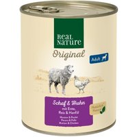 REAL NATURE Original Nassfutter für Hunde Adult Schaf & Huhn 6x800 g von REAL NATURE