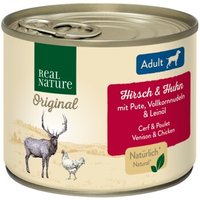 REAL NATURE Original Nassfutter für Hunde Adult Hirsch & Huhn 12x200 g von REAL NATURE