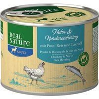 REAL NATURE Original Nassfutter für Hunde Adult Huhn & Nordmeerhering 12x200 g von REAL NATURE