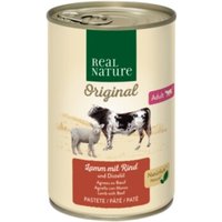 REAL NATURE Original Nassfutter Katze, Adult, Lamm mit Rind und Distelöl 6x400 g von REAL NATURE