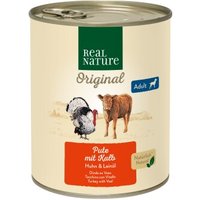 REAL NATURE Original Nassfutter für Hunde Adult Pute mit Kalb 12x800 g von REAL NATURE