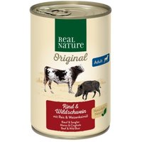 REAL NATURE Original Nassfutter für Hunde Adult Rind & Wildschwein 12x400 g von REAL NATURE