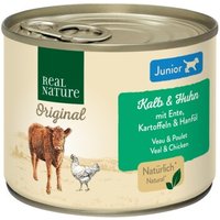 REAL NATURE Original Nassfutter für Hunde Junior Geflügel & Kalb 6x200 g von REAL NATURE