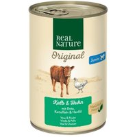 REAL NATURE Original Nassfutter für Hunde Junior Kalb & Huhn 6x400 g von REAL NATURE